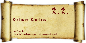 Kolman Karina névjegykártya